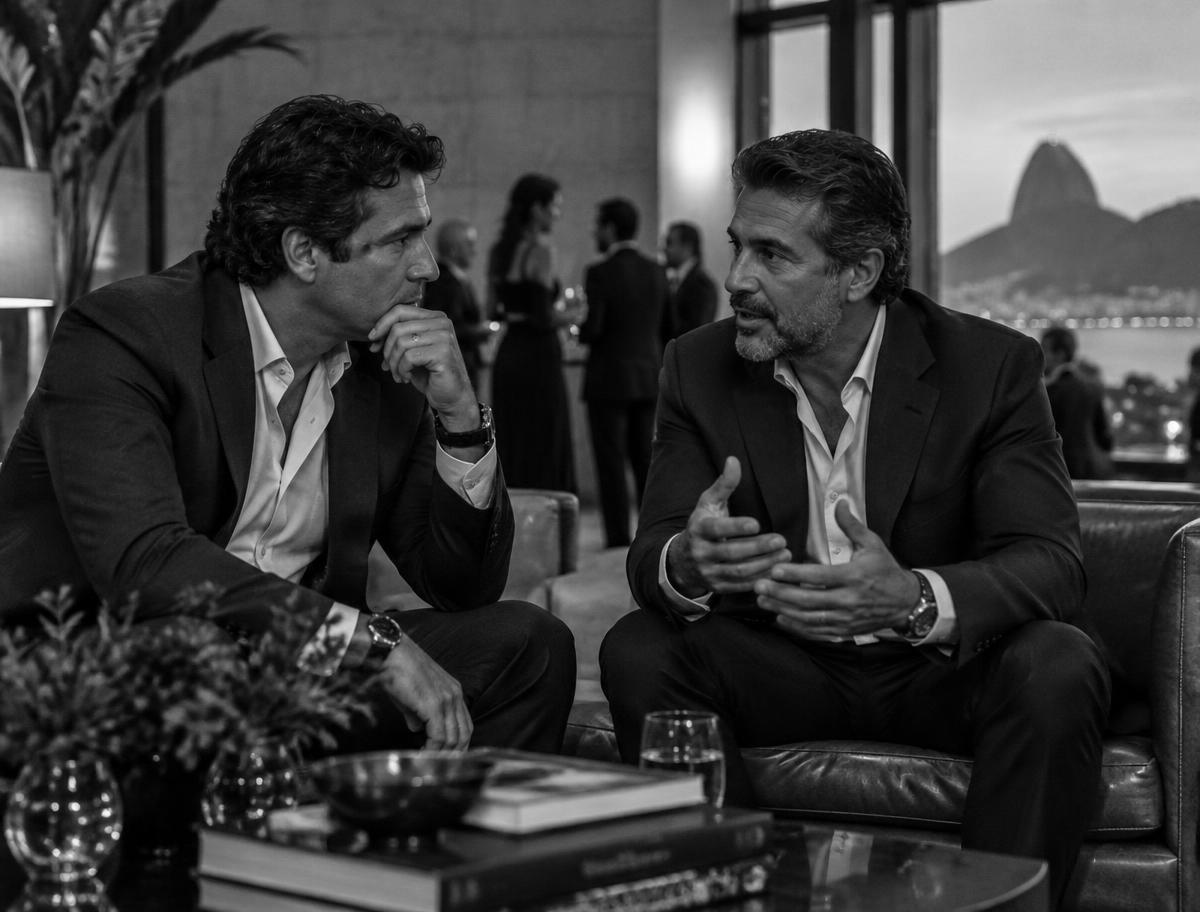 Dois profissionais conversando durante um encontro de negócios